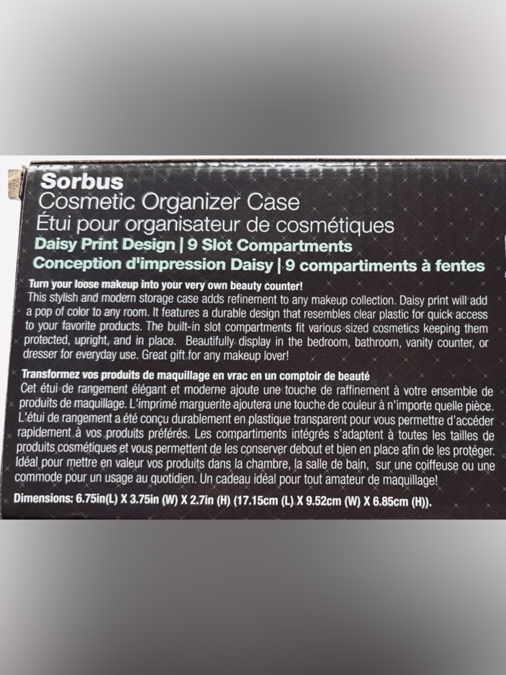 Sorbsus Daisy Print Clear Acrylic Organizer New - Picture 7 of 7